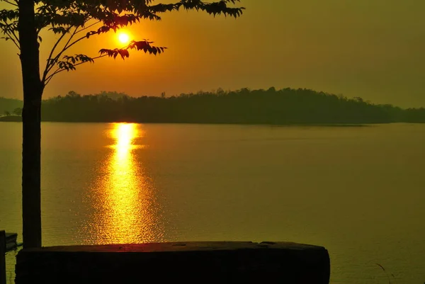 Sonnenuntergang See Und Schöne Natur — Stockfoto