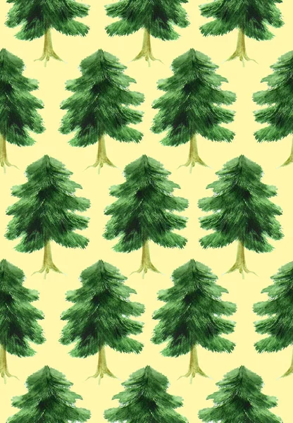 Seamless Pattern Fir Tree Beige Background Use Christmas Wallpaper Wrapping — Stock Photo, Image
