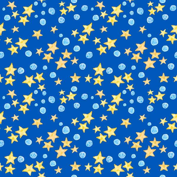 Patrón Sin Costuras Bolas Nieve Estrellas Sobre Fondo Azul Utilizar —  Fotos de Stock