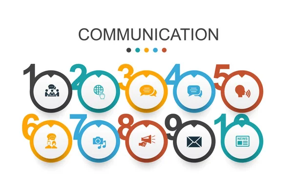 Comunicación Infografía diseño plantilla internet, mensaje, discusión, anuncio iconos simples — Vector de stock