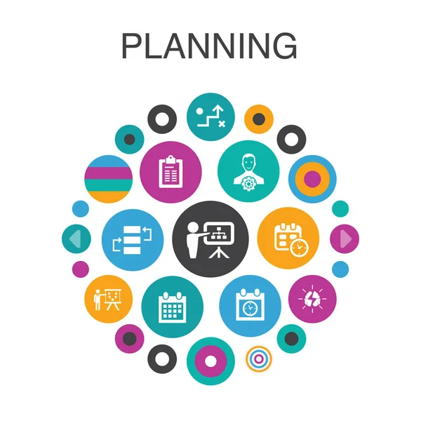 Planering infographic cirkel koncept. Smarta UI-element kalender, schema, tidsplan, handlings plan — Stock vektor