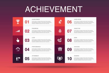 başarı Infographic 10 seçenek template.progress, performans, hedef, başarı basit simgeler