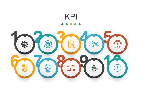 KPI Infographic design otimização do modelo, objetivo, medição, indicador ícones simples —  Vetores de Stock