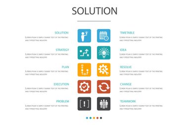 Çözüm Infographic 10 seçenek concept.strategy, plan, yürütme, zaman çizelgesi basit simgeler