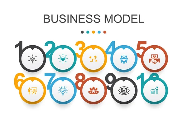 Modelo de negócio Infographic design template.strategy, trabalho em equipe, marketing, ícones de solução — Vetor de Stock