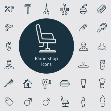 berber anahat, ince, düz, dijital simge seti