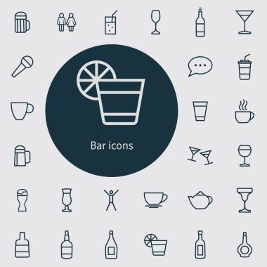 bar anahat, ince, düz, dijital simge seti