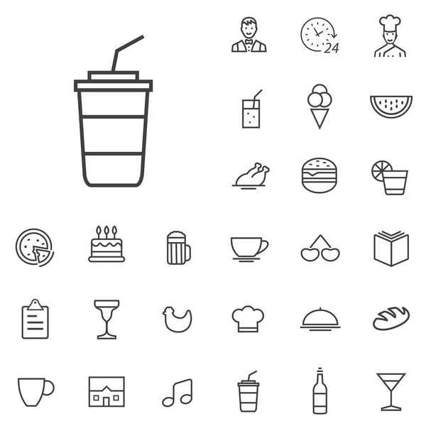 Esboço do café, fino, plano, conjunto de ícones digitais — Vetor de Stock