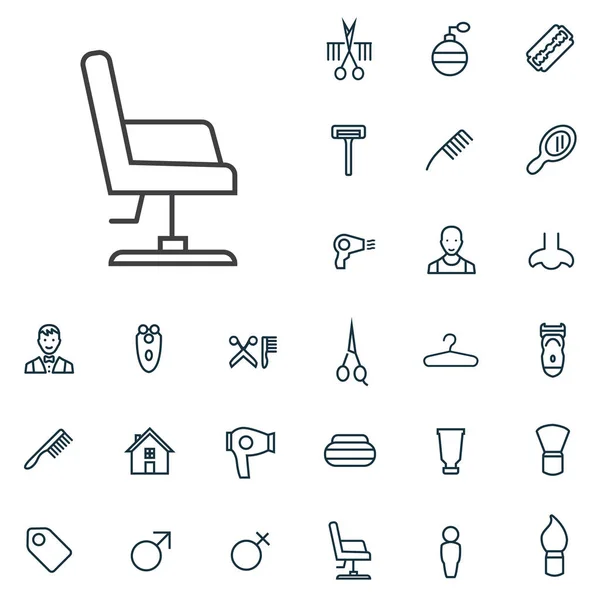 Friseurkontur, dünn, flach, digitales Icon-Set — Stockvektor