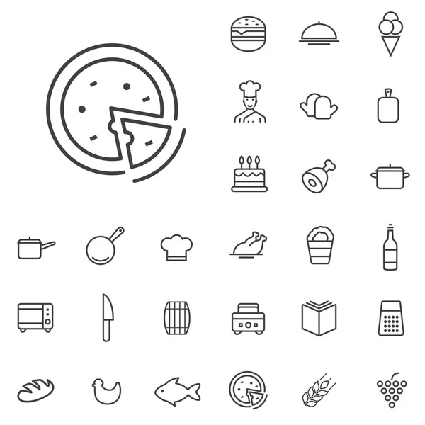 Esboço de cozinha, fino, plano, conjunto de ícones digitais — Vetor de Stock