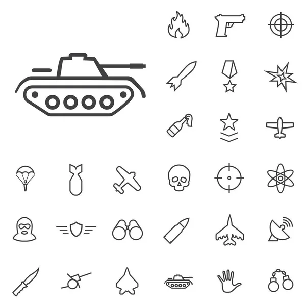 War outline, thin, flat, digital icon set — Stock Vector