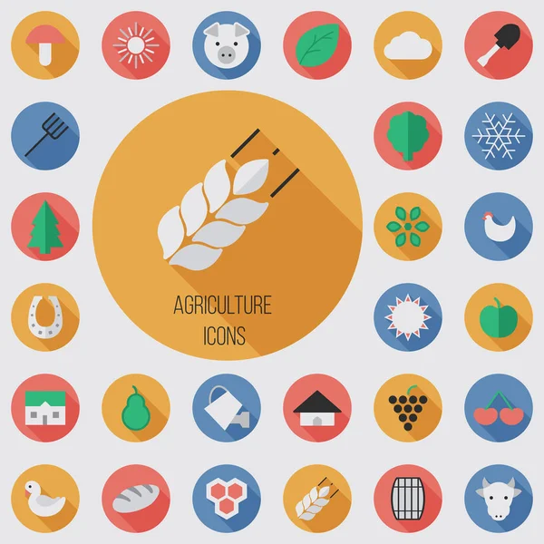 Agricultura plana, conjunto de iconos digitales — Archivo Imágenes Vectoriales
