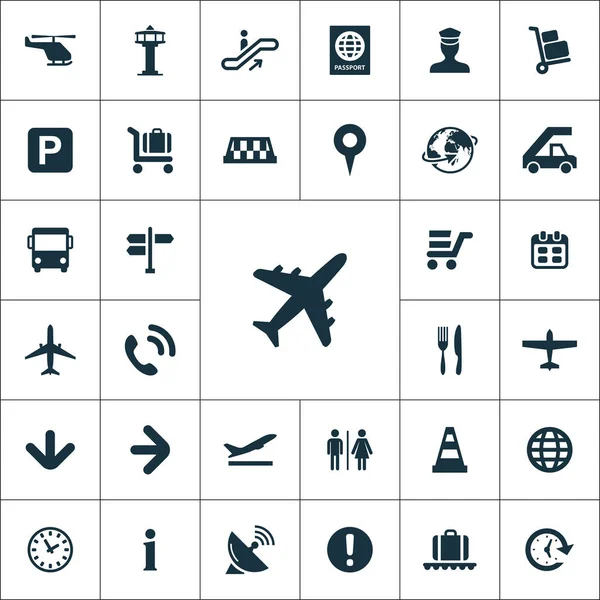 Ikony portów lotniczych uniwersalny zestaw — Wektor stockowy