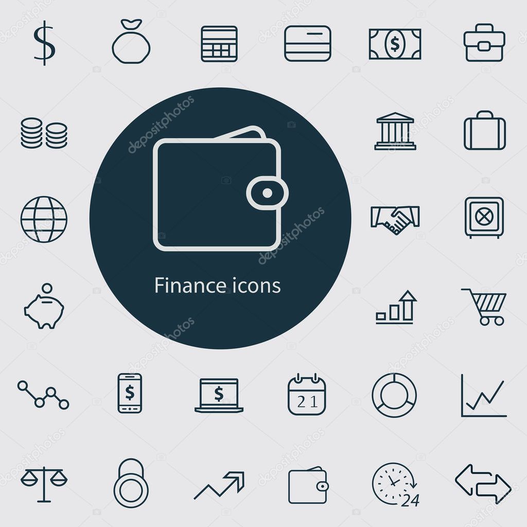 finance outline, thin, flat, digital icon set