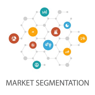 pazar segmentasyon sunum şablonu, kapak düzeni ve infographics. demografi, segment, Kıyaslama, Yaş simgeleri