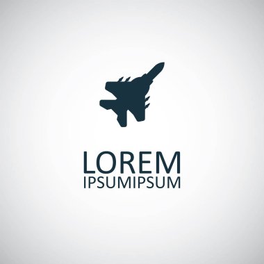 avcı uçağı simgesi basit düz eleman konsept tasarımı
