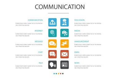 iletişim Infographic 10 seçenek kavramı.internet, mesaj, tartışma, duyuru simgeleri