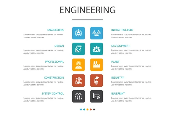 Engineering Infographic 10 option template.design, professional, System Control, Iconos de infraestructura — Archivo Imágenes Vectoriales