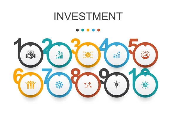 Inversión Infographic design template.profit, asset, market, success icons — Vector de stock