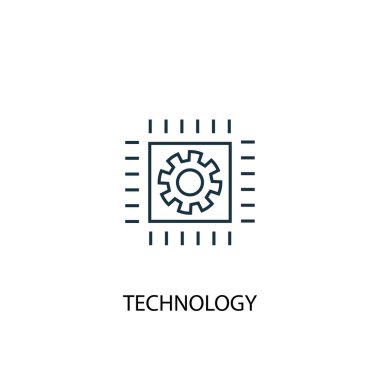 teknoloji konsept satırı simgesi. Basit eleman çizimi. teknoloji kavramı anahat sembol tasarımı. Web ve mobil cihazlar için kullanılabilir