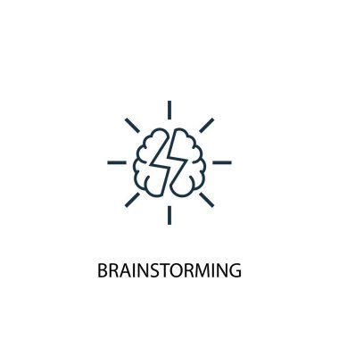 beyin fırtınası kavram satırı simgesi. Basit eleman çizimi. beyin fırtınası kavramı anahat sembol tasarımı. Web ve mobil cihazlar için kullanılabilir