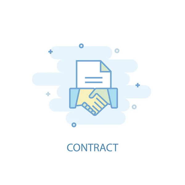Concepto de línea de contrato. Icono de línea simple, ilustración en color. diseño plano del símbolo de contrato — Vector de stock