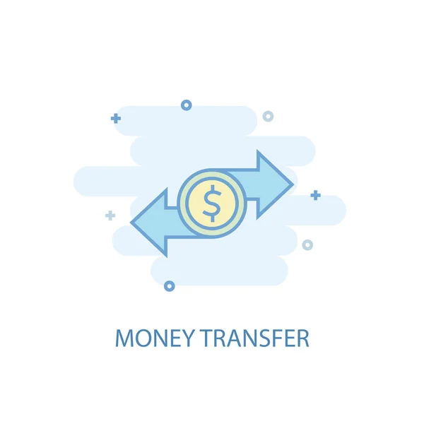 Geld-Transfer-Line-Konzept. einfaches Liniensymbol, farbige Abbildung. Geld-Transfer-Symbol flache Gestaltung — Stockvektor