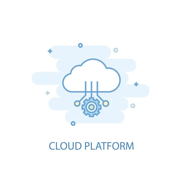 Concept de ligne de plateforme cloud. Icône de ligne simple, illustration colorée. symbole de plate-forme nuage design plat — Image vectorielle