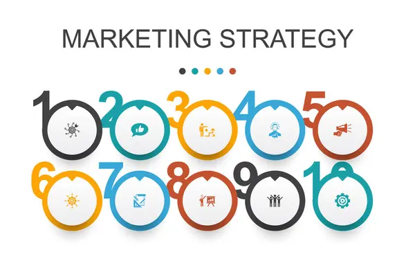 Estrategia de marketing Infographic design template.planning, marketing manager, presentation, planning icons — Vector de stock