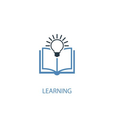 learning concept 2 colored icon. Simple blue element illustration. learning concept symbol design. Can be used for web and mobile
