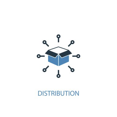 Dağıtım konsepti 2 renkli simge. Basit mavi element çizimi. Dağıtım sembolü tasarımı. Web ve mobil için kullanılabilir
