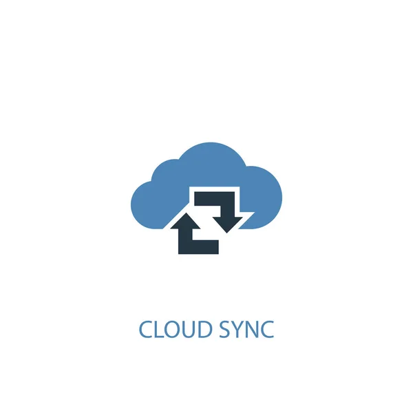 Concept de synchronisation Cloud 2 icône de couleur. Illustration simple d'élément bleu. Concept de synchronisation Cloud conception de symbole. Peut être utilisé pour le web et le mobile — Image vectorielle