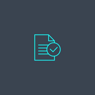 Uyum konsepti mavi çizgi simgesi. Koyu arkaplandaki basit ince element. Uyum konsepti ana hatlı sembol tasarımı. Web ve mobil için kullanılabilir