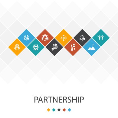 Ortaklık trendy Ui şablon infographics kavramı. işbirliği, güven, anlaşma, simgeler