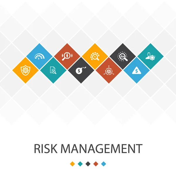 リスク管理トレンディなUiテンプレートインフォグラフィックコンセプト。制御, 識別, リスクのレベル — ストックベクタ