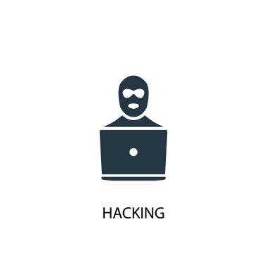 Hackleme simgesi. Basit element çizimi. Hackleme konsepti sembol tasarımı. Ağ için kullanılabilir