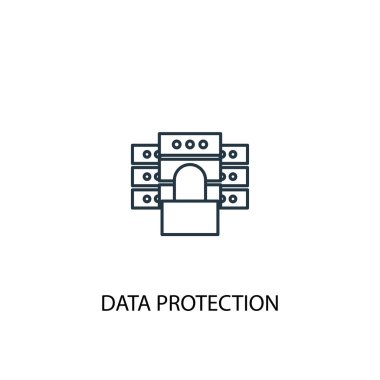 veri koruma kavram satırı simgesi. Basit eleman çizimi. veri koruma kavramı anahat sembol tasarımı. Web ve mobil cihazlar için kullanılabilir