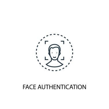 yüz kimlik doğrulama kavramı satırı simgesi. Basit eleman çizimi. yüz kimlik doğrulama kavramı anahat sembol tasarımı. Web ve mobil cihazlar için kullanılabilir
