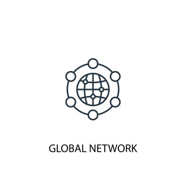 küresel ağ kavram çizgisi simgesi. Basit eleman çizimi. küresel ağ kavramı anahat sembol tasarımı. Web ve mobil cihazlar için kullanılabilir