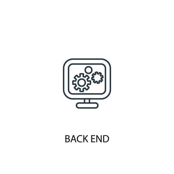 Ícone de linha conceito back-end. Ilustração de elemento simples. projeto do símbolo do esboço do conceito da parte traseira. Pode ser usado para web e mobile — Vetor de Stock