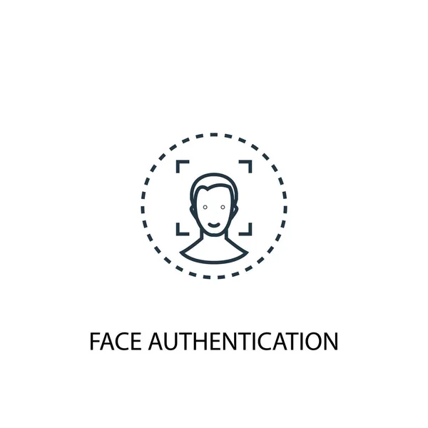 顔認証コンセプトラインアイコン。単純な要素のイラスト。顔認証コンセプトアウトラインシンボルデザイン。ウェブやモバイルに使用できます — ストックベクタ