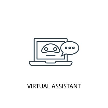 sanal Assistant kavram satırı simgesi. Basit eleman çizimi. sanal Assistant kavram anahat sembol tasarımı. Web ve mobil cihazlar için kullanılabilir
