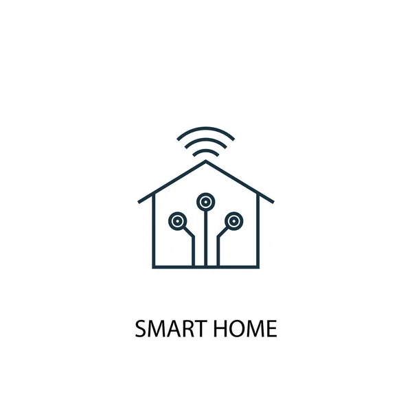 Icono de línea de concepto de casa inteligente. Ilustración de elementos simples. concepto de casa inteligente esquema diseño de símbolo. Puede ser utilizado para web y móvil — Vector de stock