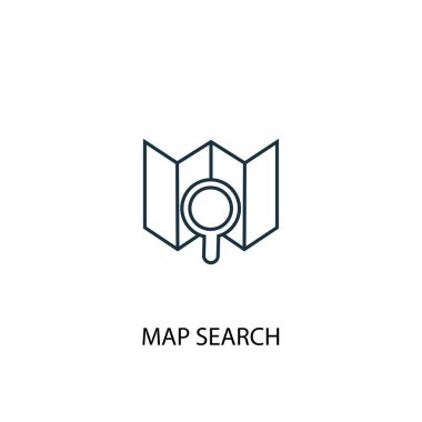 harita arama kavram çizgisi simgesi. Basit eleman çizimi. harita arama kavramı anahat sembol tasarımı. Web ve mobil cihazlar için kullanılabilir