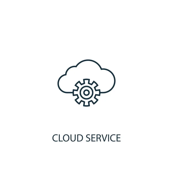 Ícone de linha de conceito de serviço em nuvem. Ilustração de elemento simples. Design de símbolo de esboço de conceito de serviço em nuvem. Pode ser usado para web e mobile — Vetor de Stock
