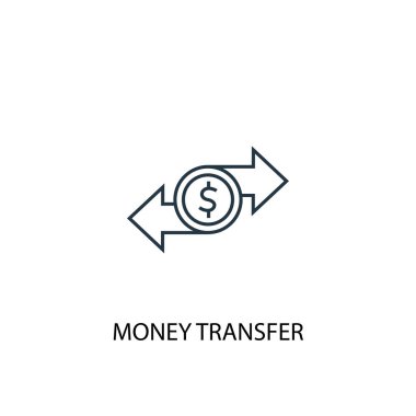 para transferi kavram satırı simgesi. Basit eleman çizimi. para transferi kavramı anahat sembol tasarımı. Web ve mobil cihazlar için kullanılabilir