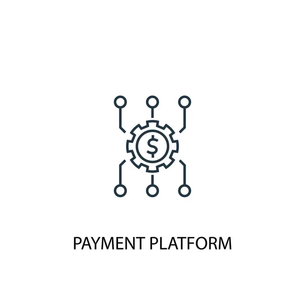 Ícone de linha conceito plataforma de pagamento. Ilustração de elemento simples. Projeto do símbolo do esboço do conceito da plataforma do pagamento. Pode ser usado para web e mobile — Vetor de Stock