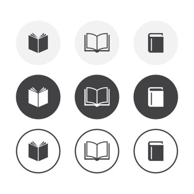 3 basit tasarım kitapları simgeleri ayarlayın. Yuvarlatılmış arka plan