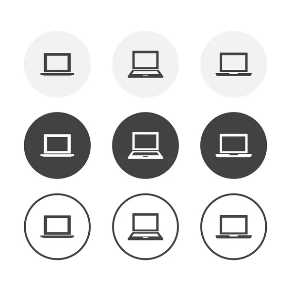 Set von 3 einfachen Design-Laptop-Symbolen. abgerundeter Hintergrund — Stockvektor
