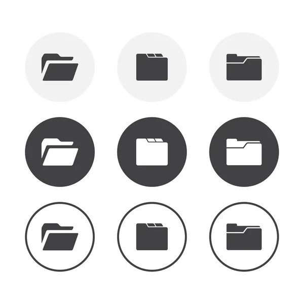 Set di 3 icone della cartella di design semplice. Sfondo arrotondato — Vettoriale Stock